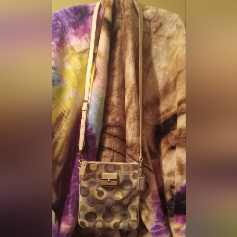 Coach Op Art Purple Sequin Crossbody With Kristen Lock EUC